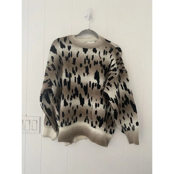 Topshop Animal Print Sz 12 Tie-Dye Sweater in Beige Size NWT $67 - Picture 1 of 5